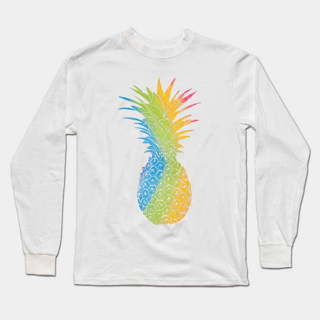 Rainbow pineapple Long Sleeve T-Shirt by LukjanovArt